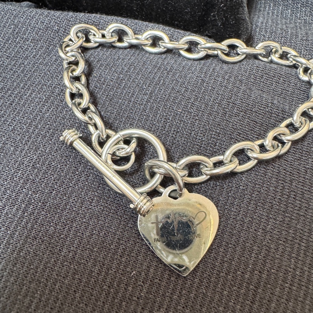 Silver EKG Heart Charm Bracelet Faith Hope Love Grad Nurse Medical - Picture 3 of 4